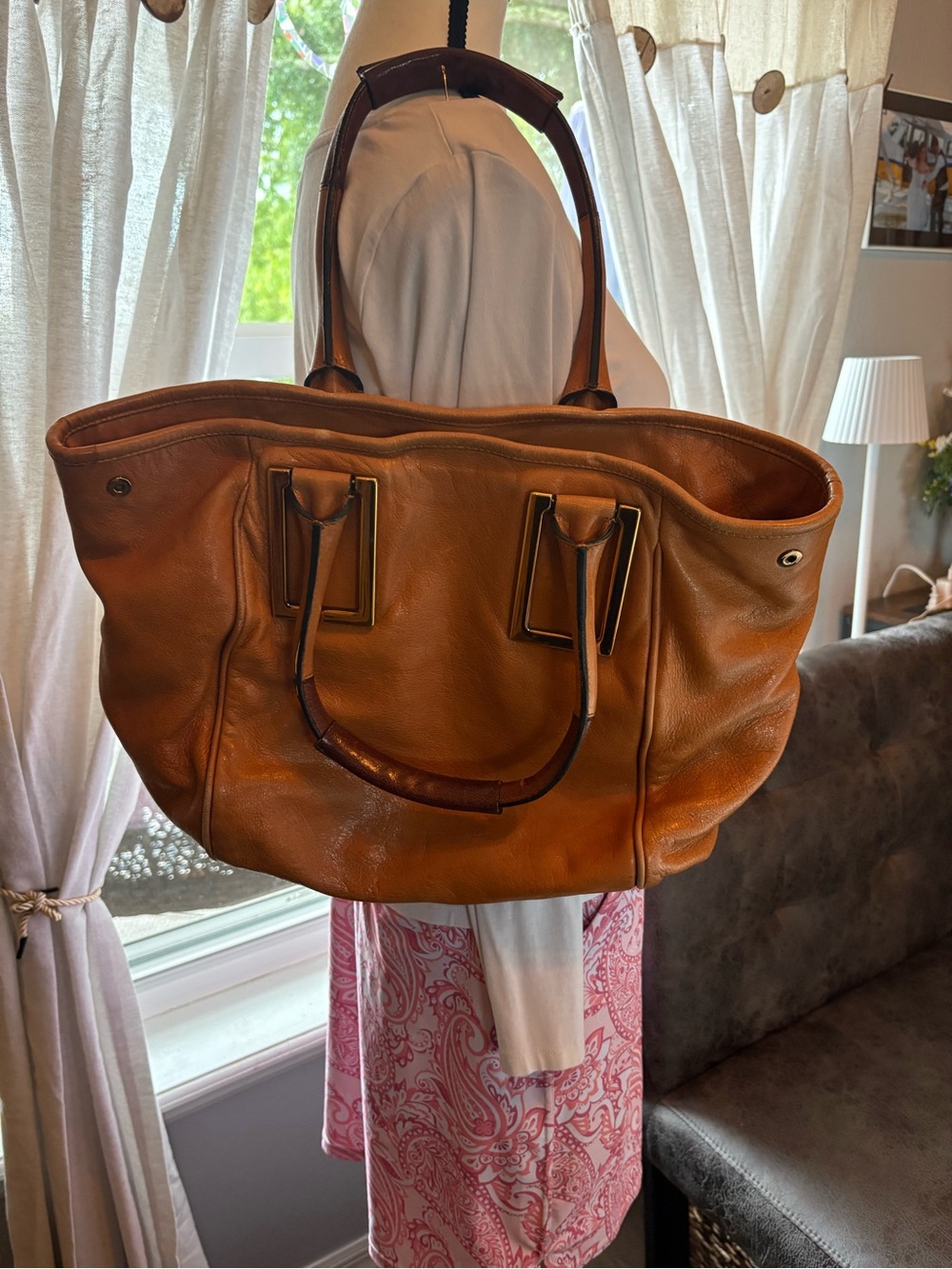 Chloe Ethel Lambskin Leather Bag with equestrian scarf - Picture 4 of 17
